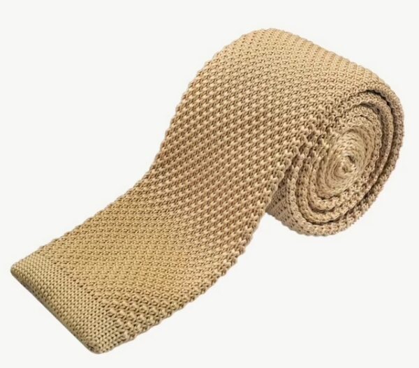 Knitted Long Ties - Beige/Tan
