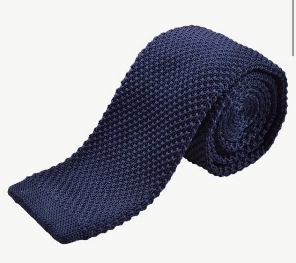 Knitted Long Ties - Navy Blue