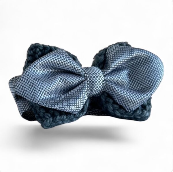 Knitted Bow Ties - Silver Grey Dimond Pattern