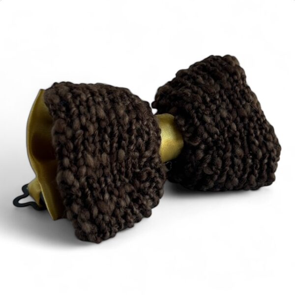 Knitted Bow Ties - Dark Chocolate & Gold
