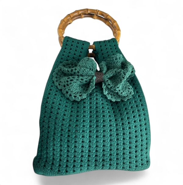Nity Bow - Knitted Bamboo Wooden Handle Bags