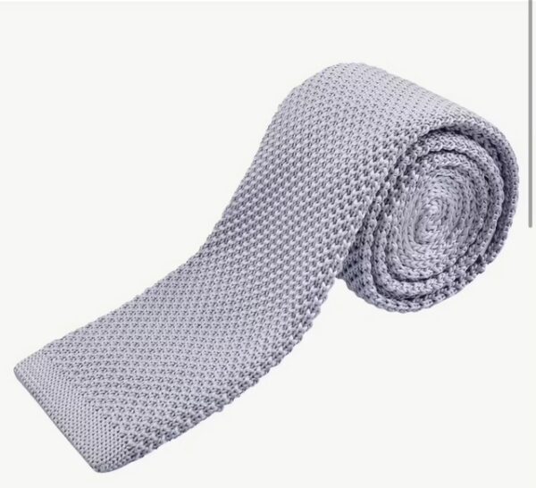 Knitted Long Ties - Silver Grey