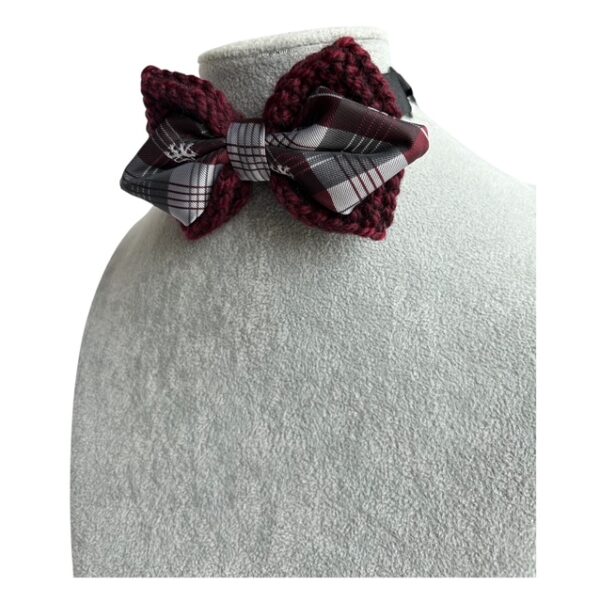 Knitted Silky Bow Ties - Maroon & Symmetrical Greys