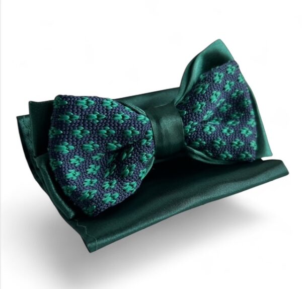 Knitted Bow Ties - Navy Blue & Emerald Green